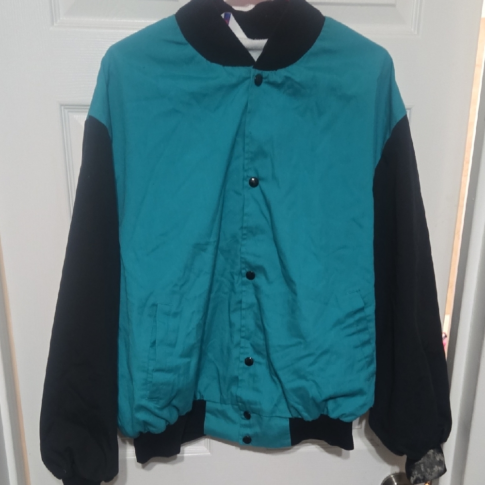 Teal and Black Bomber Jacket